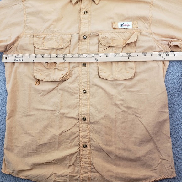 World Wide Sportsman Shirt Mens Large Orange Outdoors Fishing Pockets Caped Vent - Picture 13 of 16